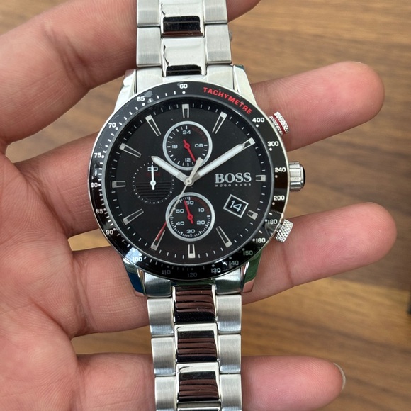 Hugo Boss Allure Chronograph Black Dial Stainless Steel Bracelet Watch | 44mm - Picture 4 of 13